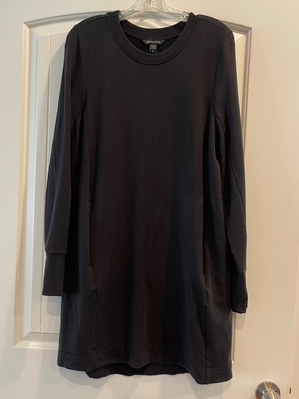Athleta Black Long Sleeve Fleece Dress